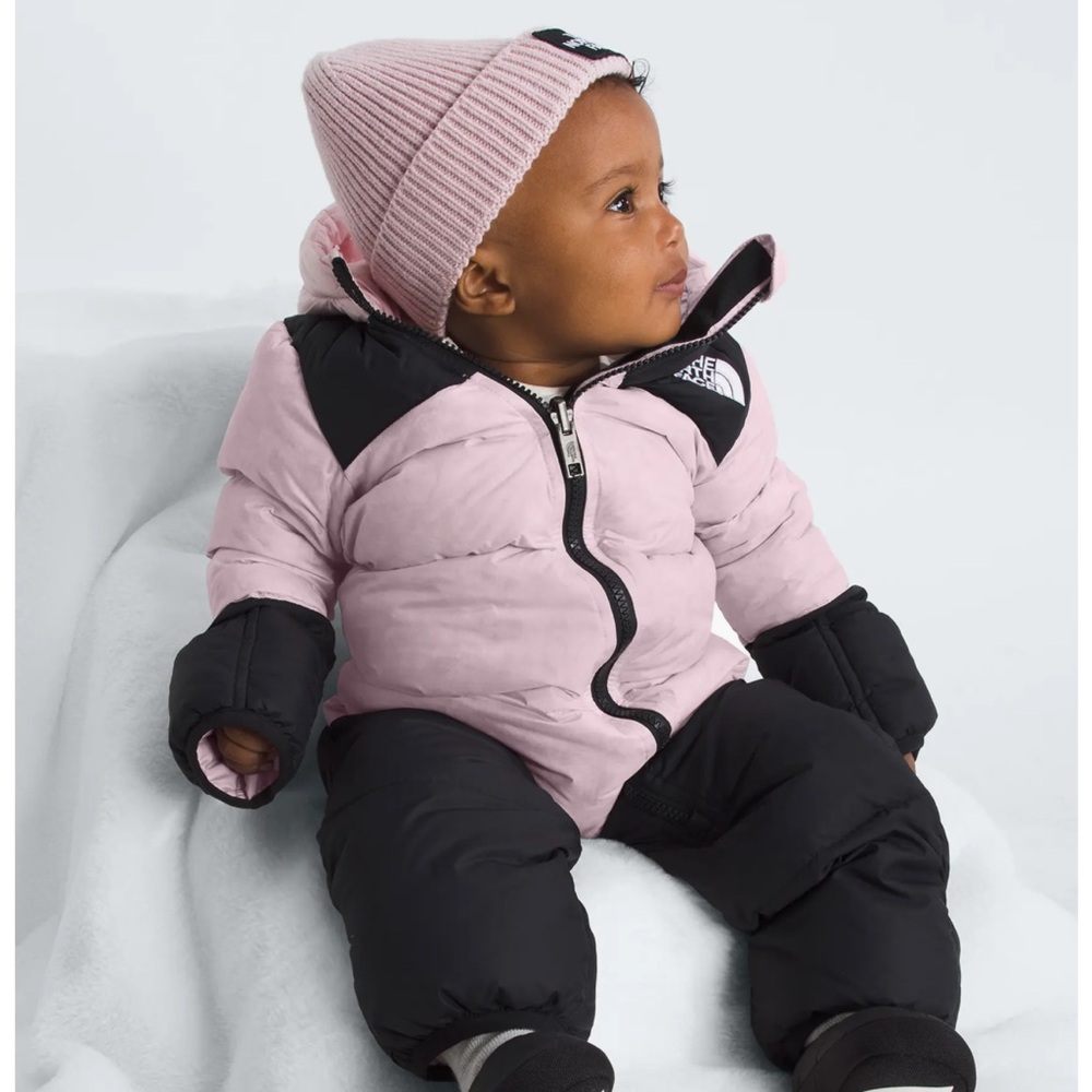 The North Face Pink and Black Infant Down Snowsuit Bunting